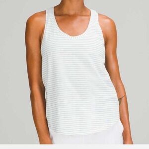 Lululemon green white striped tank size 10